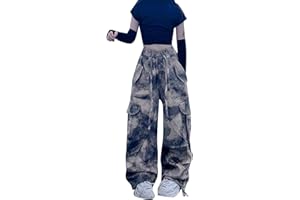 Vuncio Pantalon Jambe Large Enfant Fille 3-14 Ans Hiver Printemps Pantalon Cargo Adolescente Fille Taille Elastique Ample Chic Pas Cher Confortable Streetwear Casual Jogging