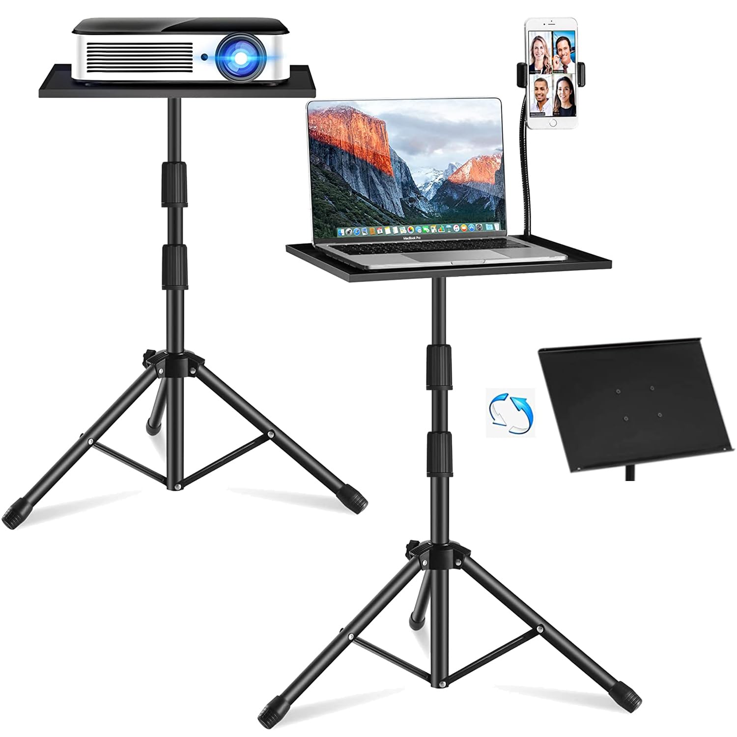 BROLAVIYA Multi-Purpose Projector Tripod Stand, Laptop/Mobile stand, 180 degree angles with Adjustable Height, Perfect for Projector, Office, Home, Stage or Studio