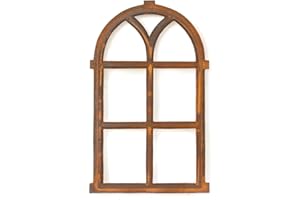 Antikas | Eisenfenster mit Rundbogen | ca. 66 x 39 cm | Als Landhausfenster, Gartenfenster und Garagenfenster