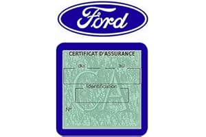 ASSURDHESIFS #Marque Française VS97 | Autocollant intérieur Pare-Brise | Porte Vignette Assurance Auto Compatible avec Ford |Transfert Film décoratif | Adhésive Voiture Electrique (Bleu Foncé)
