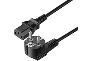 BYDT C13 250V Stromkabel mit Schutzkontakt gewinkelt auf Kaltgerätebuchse PremiumCord kpsp1 Netzkabel C13, IEC 320, PC Netzkabel 3 Polig, Farbe schwarz