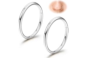 Diamday G23 Titane Piercing Nez Anneaux Piercing Helix Conch Tragus Oreille Hypoallergénique Click Septum Daith Piercing Cartilage Boucle d'oreille Argent Or Nombril 20G 18G 16G 10MM/8MM