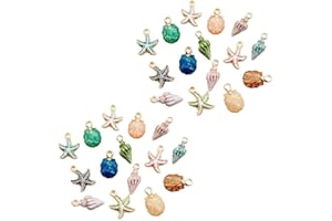 ZAMXHUG 30 pcs pendentifs Coquille,pour la Fabrication de Bijoux, Bijoux en métal émaillé, pendentifs Faits à la Main, Accessoires de Bracelet, Convient pour la Fabrication de Bijoux