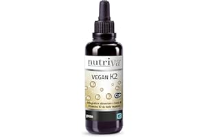 NUTRIVA Vegan K2 30 ml, Integratore Alimentare a base di Vitamina K2. Utile al benessere delle ossa. In gocce. Naturale, Vegano