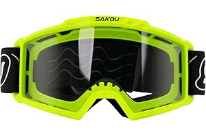 SAKOU Kinder Motorrad Motocross Cross Brille – Beschlagfrei, Stoßfest und mit 100% UV400-Schutz für Jungen und Mädchen im Alter von 3 bis 12 Jahre, ideal für Offroad, ATV und Dirtbike Einsätze