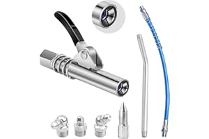 CYZBL Quick Release Grease Gun Coupler, Single Handle Grease Gun Coupling, Grease Gun Coupler for High Pressure Lubrication, Manual Grease Gun with 30cm Hose Compatible with Accessories