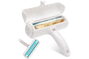 USION Pet Hair Remover Roller For Furniture Reusable,Dog Cat Fur Remover Brush One Hand Operation, Self-Cleaning Lint Removel Animal Fur Collector from Carpets, Sofa, Bedding and More(White+Blue)