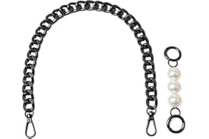 Beaulegan Chunky Bag Chain Handles - Short Strap Replacement for Handbag, Set of 2 Pcs, 45 CM Long Chain + 13 CM Pearl Extender (Gunmetal)