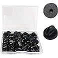 Lapel Pin Rubber Pin Backings,Butterfly Clutch Backings PVC Rubber Pin Backs Pin Keepers for Replacement Uniform Badge (Black, Pack of 50)