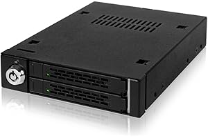 Icy Dock ToughArmor MB992SK-B Rack Mobile, boîtier de Rack Robuste en métal Hot Swap pour 2 x SSD ou HDD 2.5" SATA/SAS dans Une Baie de de 3.5"