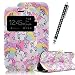 Produktbild Galaxy J3 2016 Hülle,Galaxy J3 Case,Galaxy J3 Brieftasche,Pershoo PU Leader Case für Samsung Galaxy J3 2016,Kreative Rosa und Weiß Pferd Window View mit Fenster Set Muster Entwurf Brieftasche Hülle Folio Flip Wallet Case im Bookstyle Cover Schale Ständer Standfunktion Etui Karten Slot Tasche Lederhülle für Samsung Galaxy J3 2016 with 1 x Black Stylus-Rosa und Weiß Pferd