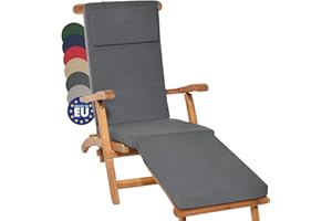 ‎BEAUTISSU Beautissu Luxus Deckchair Auflage Sonnenliege 175x45x5cm LoftLux DC – Bezug Abnehmbar – Polsterauflage für Liegestuhl Auflage Gartenliege Polster – Liegenauflage Gartenmöbel Kissen Graphitgrau