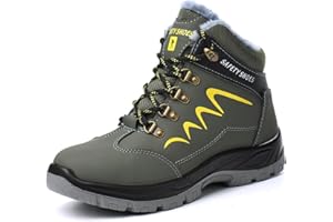 UnPtios Safety Boots Men Winter Steel Toe Cap Boots Women Keep Warm Velvet Work Boots Breathable Waterproof Safety Shoes Trainers Lightweight Dealer Boots Puncture Proof Comfy Black UK