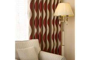 Amidoudou 2er-Set Geometrische Moderne Vorhänge für Wohnzimmer (Rot,230 * 140cm)