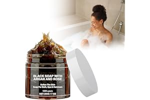 CYNAMUS Marocco Sapone Nero Con Argan E Rosa, 200 G Naturale Marocchino Peeling Gel Doccia Per Pelle Morbida, Scrub Corpo