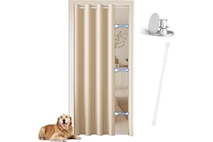 JCyh Cortina Puerta con Barra Extensible y Botón Magnético, Cortinas Termicas Aislantes Frio y Calor Ojales,1 Pieza Cortina Opacas para Salón, Cortina Cocina Puerta, Beige Oscuro