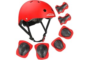 KAMUGO Kids Bike Helmet, Toddler Helmet for Ages 2-8 Boys Girls with Sports Protective Gear Set Knee Elbow Wrist Pads for Skateboard Cycling Scooter Rollerblading