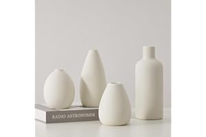 ‎CEMABT CEMABT weiße Keramik Vase Set-4 Kleine Vasen für Blumen, einzigartige Blumenvasen für Mittelstücke, dekorative Moderne Vasen für Home Decor Tisch Eingang (Weiß)