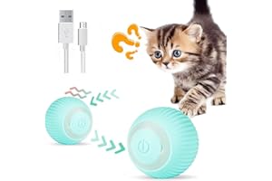 Hojalis Interaktives Katzenspielzeug Ball, Katzenspielzeug Elektrisch Katzenball mit LED Licht, 360° Selbstdrehender Elektrisch Ball,USB Wiederaufladbares katzenbälle für Katzen (Blauer)