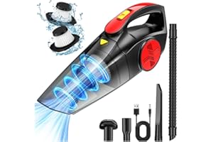 CFEN Aspirador de Mano sin Cable Potente, 9000 Pa Aspirador Coche Portátil con Batería Recargable Dos Filtros HEPA Lavable y Reutilizable