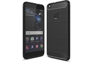 NALIA Funda Carbono Compatible con Huawei P10 Lite, Protectora Movil Carcasa Cobertura Silicona Ultra-Fina Gel Bumper Estuche, Ligera Goma Cubierta Delgado Cover Smart-Phone Case, Color:Negro
