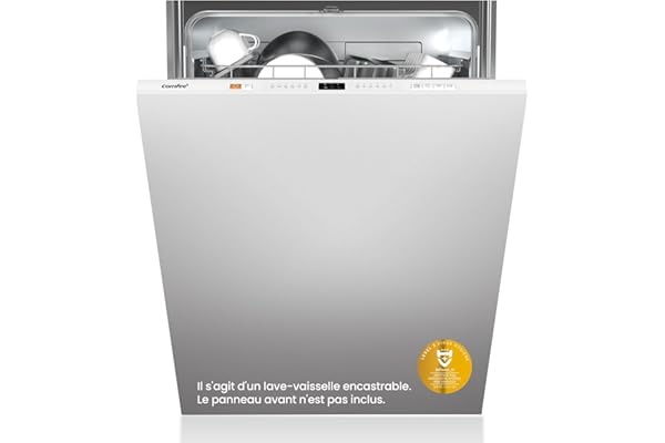 COMFEE' CDWPB1215PB-EU Lave-vaisselle Entièrement Intégré avec 12 Couverts, Lavage Cloud Wash, Séchage Supplémentaire, Lave-vaisselle Encastrable avec Démarrage Différé, Lavage Rapide - Blanc