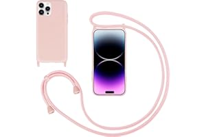 GoodcAcy Handykette Handyhülle für iPhone 14 Pro Max,Smartphone Necklace Hülle mit Band Schutzhülle mit Kette zum umhängen Halskette Flüssig Silikon Case für iPhone 14 Pro Max,Pink