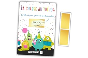 ROXISHA Chasse au Trésor à Gratter pour Goûter ou Fête d'Anniversaire - Activité Intérieur / Extérieur Vacances Jeux pour Enfant 5-12 Ans - Thème Monstre - 10 Cartes Personnalisables + 10 Pastilles à Gratter