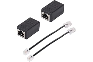 SHONCO Divisor Ethernet RJ45, cable divisor de red RJ45, adaptador RJ45 hembra a RJ11 macho para extensor de cable Ethernet, paquete de 2 cables divisores RJ45 negros RJ11