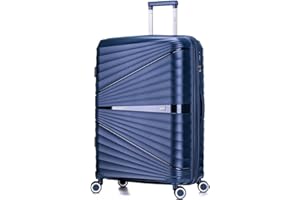 ATX LUGGAGE EST. 1991 ATX Luggage Suitcase Large Expandable Unbreakable Polypropylene Hard Shell Hold Check in Fits 23-26KG Super Lightweight with 4 Dual Spinner Wheels and Built in TSA Lock (Dark Navy, 133 Liters)