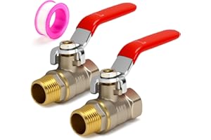 KXVXXV Kugelhahn 1/2 zoll Absperrhahn Absperrventil Messing AG/IG PN25 DN15 mit Hebelgriff Voller Durchgang mit Dichtungsband