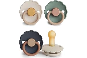 FRIGG Daisy Sucette en Latex | Lot de 4 sucettes | Sucette en Caoutchouc | Fabriqué au Danemark | Sans BPA | Tétine Cerise Symétrique | (Multicolor Bliss, Taille 2 (6-18 Mois))