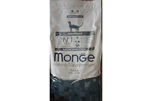 Monge Natural Superpremium Monoprotein* STERILISED TROUT, cibo secco per gatti sterilizzati (alimento a base di trota, basso contenuto di grassi, 10 kg)