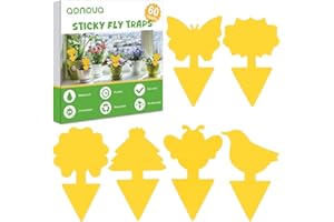 aonova Sticky Fly Traps, 60 Pack Yellow Traps for Indoor Plants, Outdoor Insects Fly Control