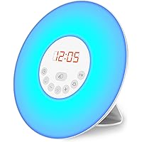 B.K.Licht I LED Wecker I Lichtwecker I Digitaluhr I Sonnenaufgang-Funktion I FM Radiowecker I 7 Farben und Farbwechsel I…