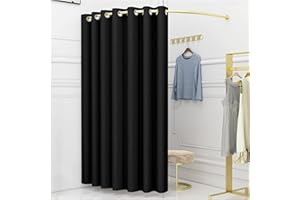 AINBONTE Clothing Store Fitting Room, 100cm Changing Room Used in Mall and Office, Dressing Room for Privacy Protection and Room Divider, Include Shading Curtain, Hanging Rod and Hook Up (Black, 100 cm)