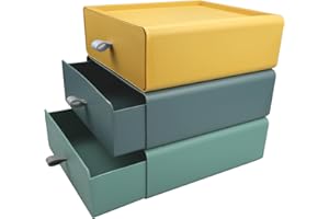 Eozighi 3PCS Cajones Plastico Organizadores Cajones Apilables Cajonera Escritorio Sobremesa, para Oficinas, Tocadores, Baños, Escritorios