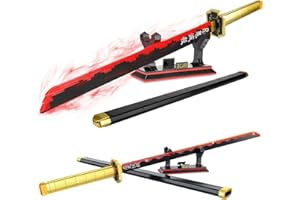 QLT QIAOLETONG Demon Slayer Schwert Schwert Ideas Cosplay Animes Tsugikuni Yoriichi Katana?Klemmbausteine Bausteinen deko Geschenk für Erwachsene Jungen ab 6-16 mit Scheide Halterung(606 pcs)
