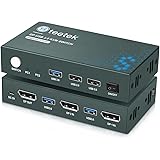 USB3.0 KVM Switch DisplayPort 2 Port,4K@60Hz,Brancher 2 PC sur 2 Ecran,USB 3.0,Commutateur KVM,DP 1.2,Ultra HD,Avec Câble,But