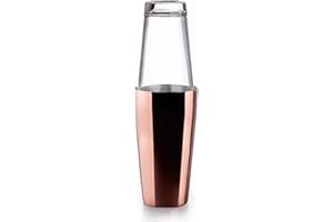 Lacor - 62286 - Coctelera Boston de Acero Inoxidable Coctelera para Cócteles Profesional 2 Vasos, Vidrio Borosilicato, Capacidad 800ml + 500ml, Cierre Hermetico, Ø 8x16 cm, Cobre