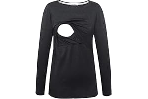 Smallshow Maglietta Allattamento Maniche Lunghe Donna Gravidanza T-Shirt