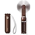 JISULIFE Handheld Mini Fan, 3 IN 1 USB Rechargeable Portable Fan [12-19 Working Hours] with Power Bank, Flashlight, Pocket Design for Travel/Summer/Concerts/Lash, Gifts for Women (Brown)
