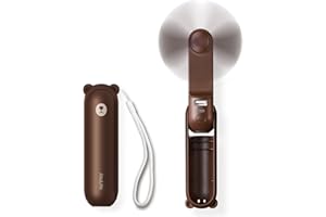 JISULIFE Mini Ventilador De Mano, 3 en 1 Portatil USB Ventilador, Ventilador Pequeño Recargable A Pilas con Power Bank, Función de Linterna para Mujeres, Viajes, Outdoor-Marrón