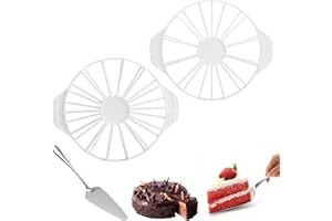 WOKICOR Diviseur de gâteau 10/12/14/16 parts, Coupe-gâteau rond réutilisable en plastique alimentaire avec poignée ergonomique, Découpeur de gâteau avec couteau inox pour anniversaire, mariage, cuisin