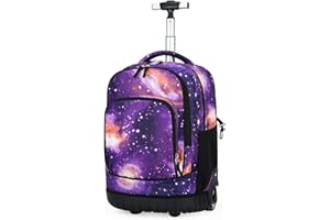 ZEVONDA Children's School Backpacks with 6 Wheels - Boys Girls Trolley Bag Removable Rolling Wheeled Backpack for Kids