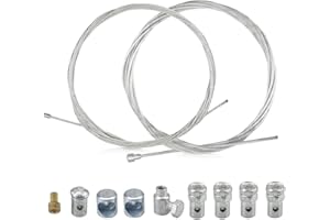 PEIYEE 2 Stück 2Meter Motorrad Kupplungsseil Ø2mm & Ø1,5mm, Universal Reparaturset Bowdenzug mit 9*Nippel, Gaszug Go Kart, Kupplungszug Bremskabel Gaskabel Bremsen Set für Motorräder, Fahrrad, Kart, Roller