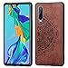 Produktbild Jorisa Hülle Kompatibel mit Huawei P30,Geprägt Mandala Blume Retro Stoff Slim Dünn Handyhülle Hybrid Hart PC Weich Silikon mit Magnetische Autohalterung Funktion Hülle,Braun