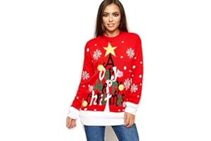 RED OLIVES New Unisex Ladies Men Kids Christmas Jumper Reindeer Snowflakes Knitted Xmas Long Sweater Top