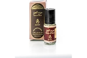 GÉNÉRIQUE Ayat Mouj Al Oud, Parfum Concentré Sans Alcool, Notes de Rose Turque, Vanille et Bois Précieux, 3ml