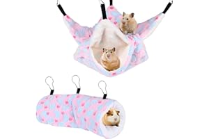 FADCAER 2 tunnel da appendere per piccoli animali domestici, amaca, furetti, porcellini d'India, accessori per piccoli animali, amaca, nascondiglio, giocattolo per gabbia (rosa)